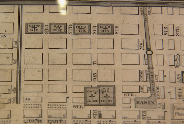 old map of St. Louis No. 1 cemetery