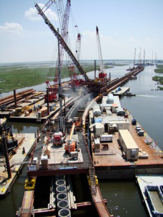 The Lake Borgne Surge Barrier is like a superhighway built across water.