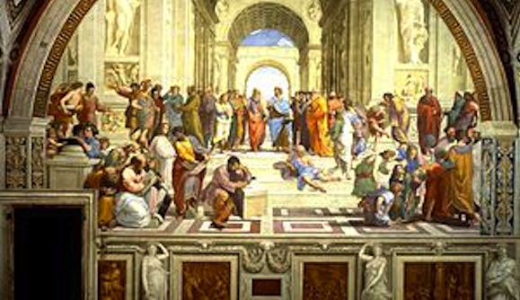 A detail central to Raphael's famous painting: "The School of Athens."