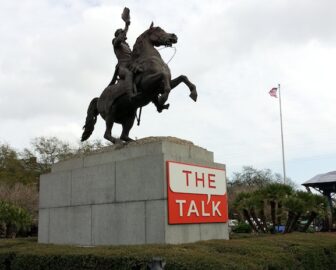 Jackson Square became a stage set for the CBS show during Super Bowl week.