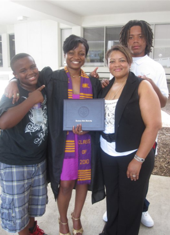 Kimberly James and her kids celebrate daughter Ceisha's graduation from LSU.