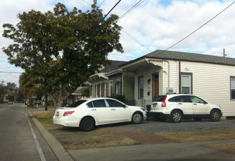 This ad hoc parking area on Tchoupitoulas has grown to include the sidewalk.