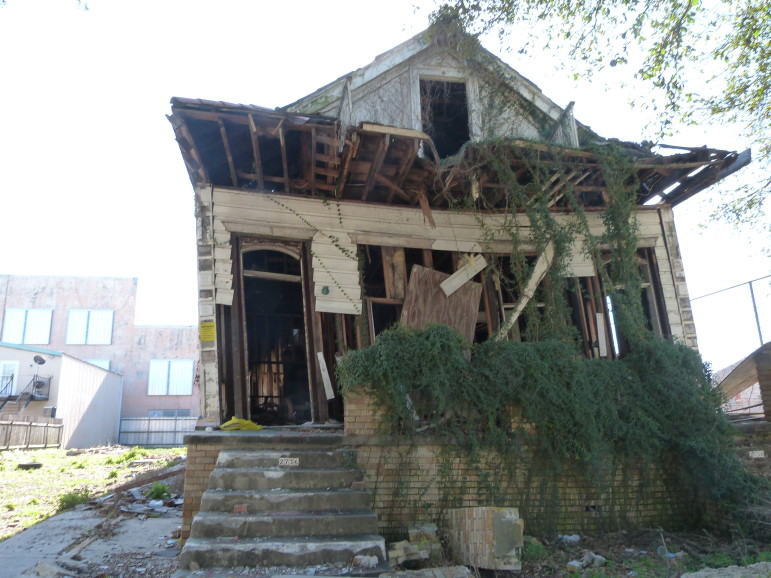 2736 Banks St. in Mid-City appeared on the city's "completed demolition" database in January, but it was still standing when we checked. The house was leaning precariously and it was exposed on the front and side. The city later removed the property from its list.