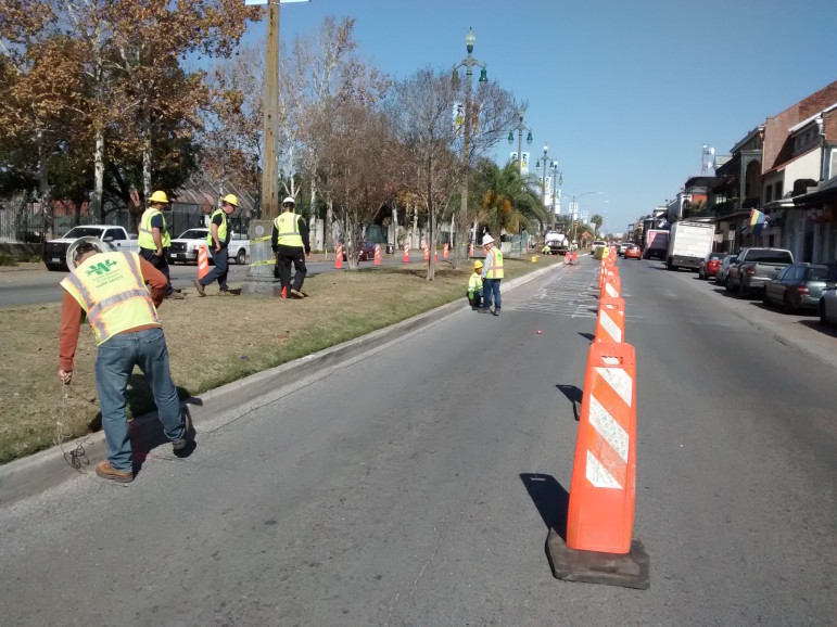 Construction crews have begun work on a section of the Rampart streetcar line along the French Quarter's northern boundary.