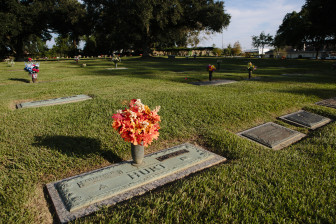 Deputy Charles Hurt, the father of three young children, was buried in this plot in 1963, in Resthaven Gardens of Memory. His daughter Becky Wilson, who was 9 when her father was killed by Henry Montgomery, filed a petition with the U.S. Supreme Court recounting how her family suffered as a result. She had a baby in high school that she gave up for adoption; her brother and sister dropped out of school. "Charles Hurt did not get the chance to be a father to a family that needed him," she wrote.