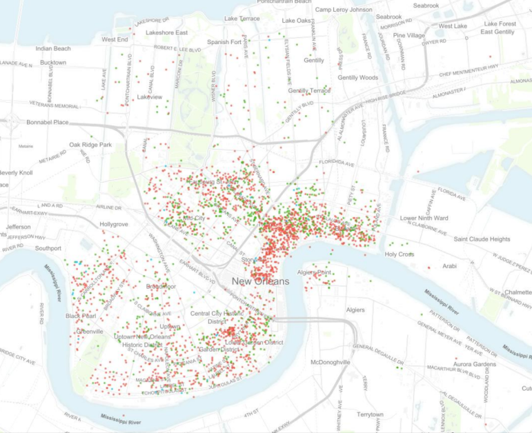 A map included on a Planning Commission study of short-term rentals shows them scattered all across the city 