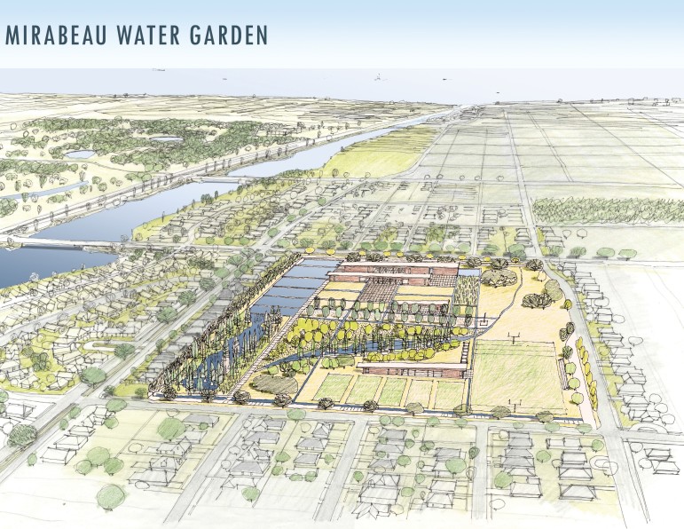 Architects of the Mirabeau Water Garden project said green spaces and playing fields will be part of the design at the 25-acre site leased to the city by the Congregation of St. Joseph for $1 per year over the next 100 years.
