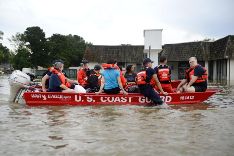 Coast guard rescuing people in Baton Rouge flooding