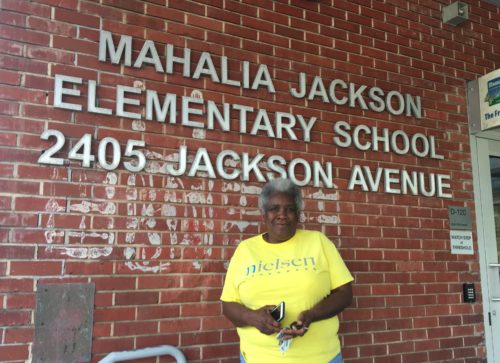 Marie Thompson volunteers at Mahalia Jackson Elementary School, which her two grandchildren attend. She was shocked to learn the superintendent wants to close the school. That action has been delayed for now.